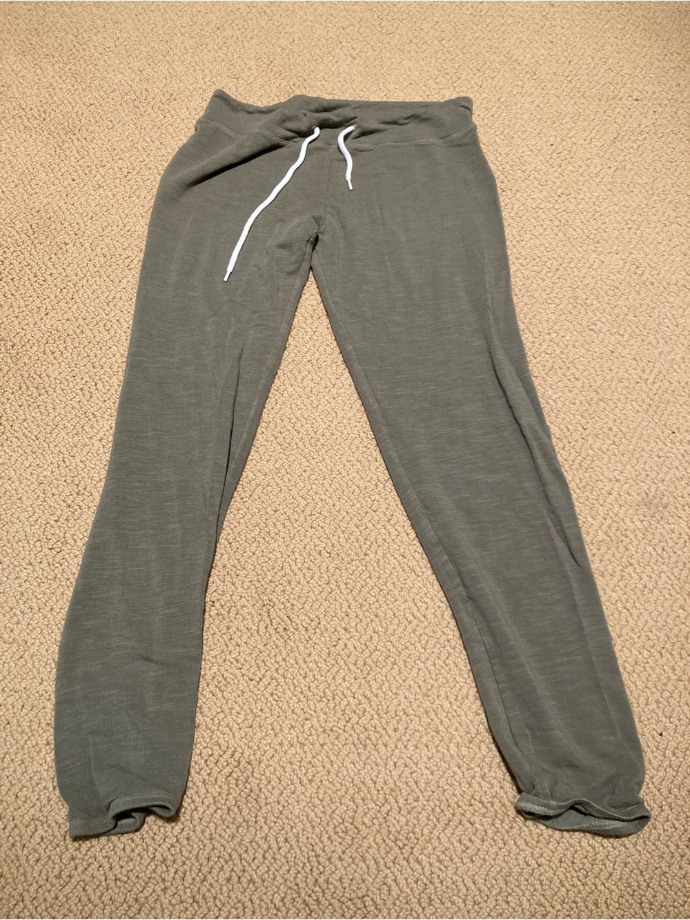 Monrow Olive Green Jogger Pants with White Drawcord